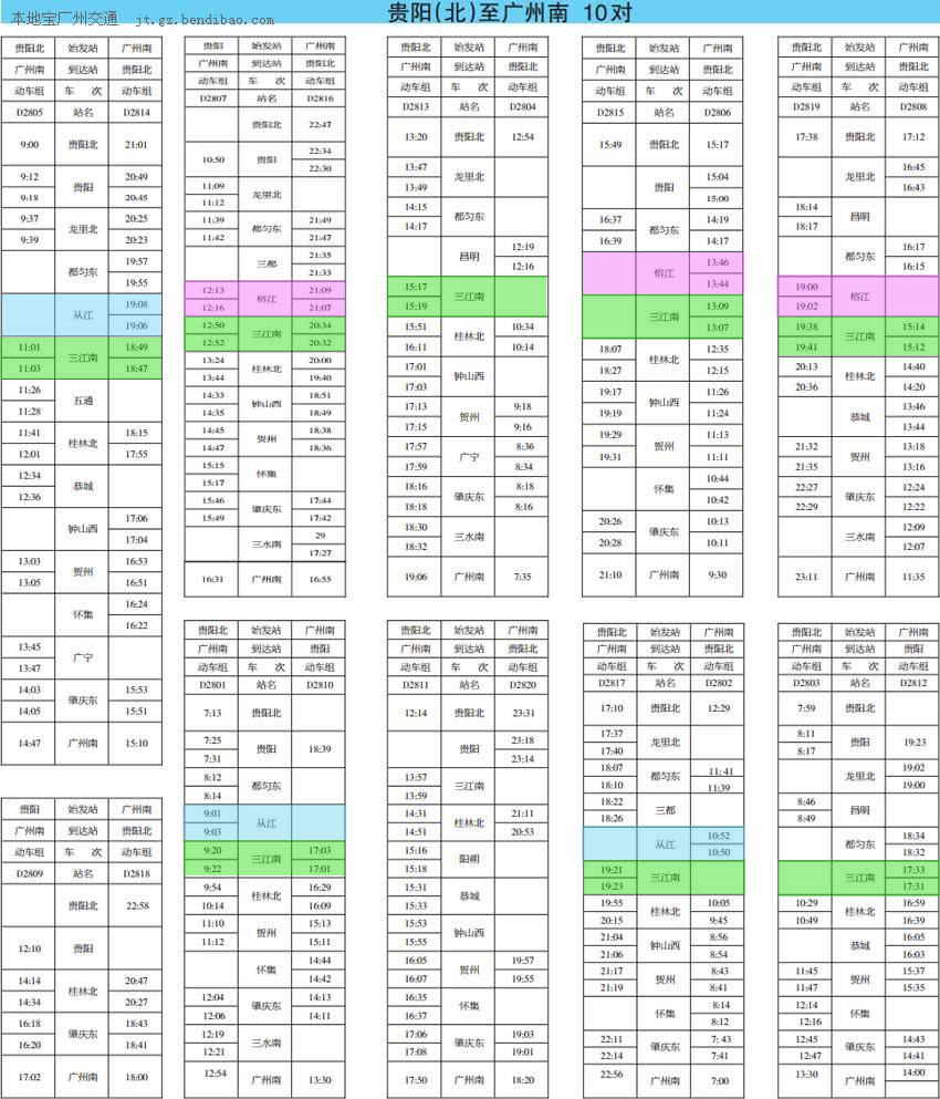 榕江火車站時刻表