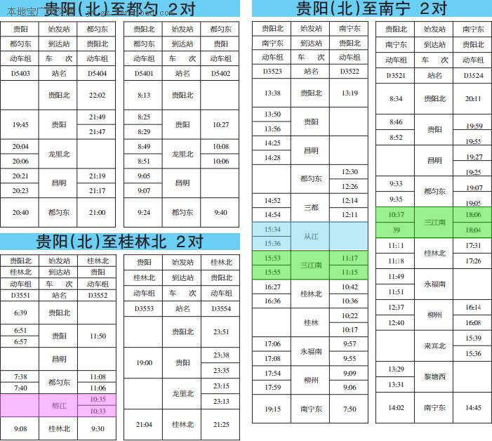 榕江火車站時刻表